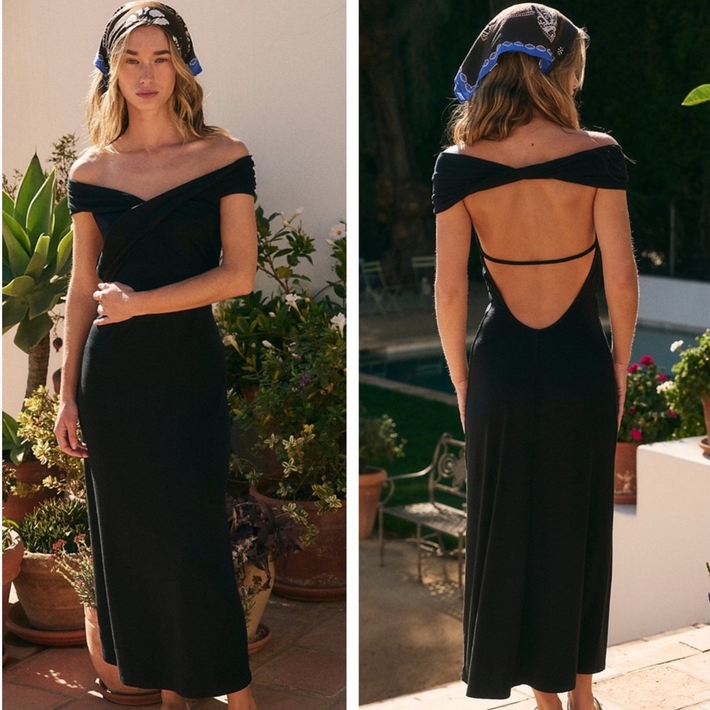 Free People Elegant Black Midi Dress